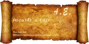 Aszalós Edit névjegykártya